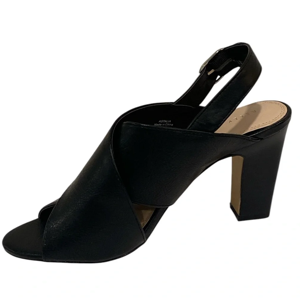 Kelly & Katie Astalia Crisscross Black Leather Peep Toe Heels Women’s 9.5 NEW